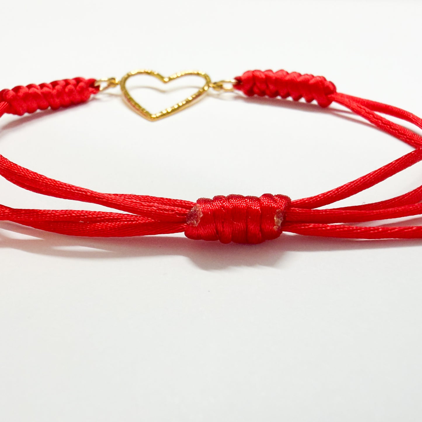 Palma Red Cord Slider Bracelet with Gold Heart