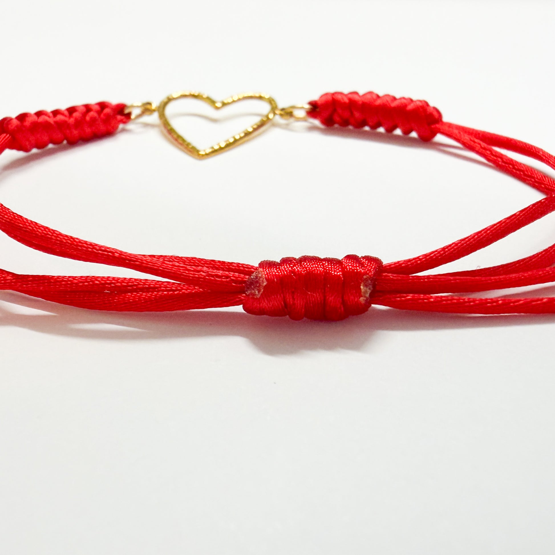 Palma Red Cord Slider Bracelet with Gold Heart