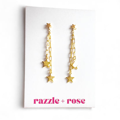Hannah Gold Star Statement Drop Earrings - Razzle and Rose Jewellery