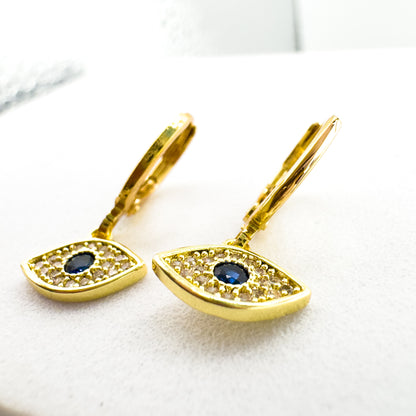 Heana Gold Gemstone Evil Eye Small Hoop Earrings - Razzle and Rose Jewellery