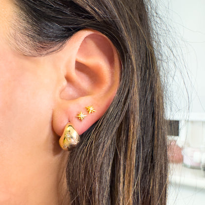 Aurora Gold Gemstone Chunky Small Hoop Earrings - Razzle and Rose Jewellery