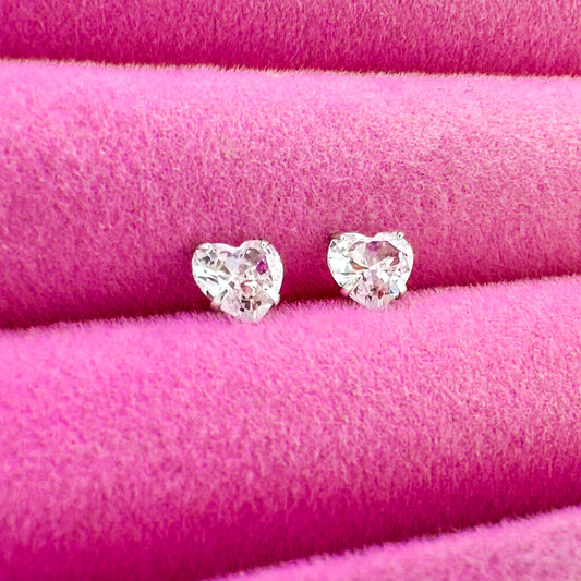 Roma CZ Gemstone Sterling Silver Heart Stud Earrings Default Title Stud Earrings Razzle and Rose