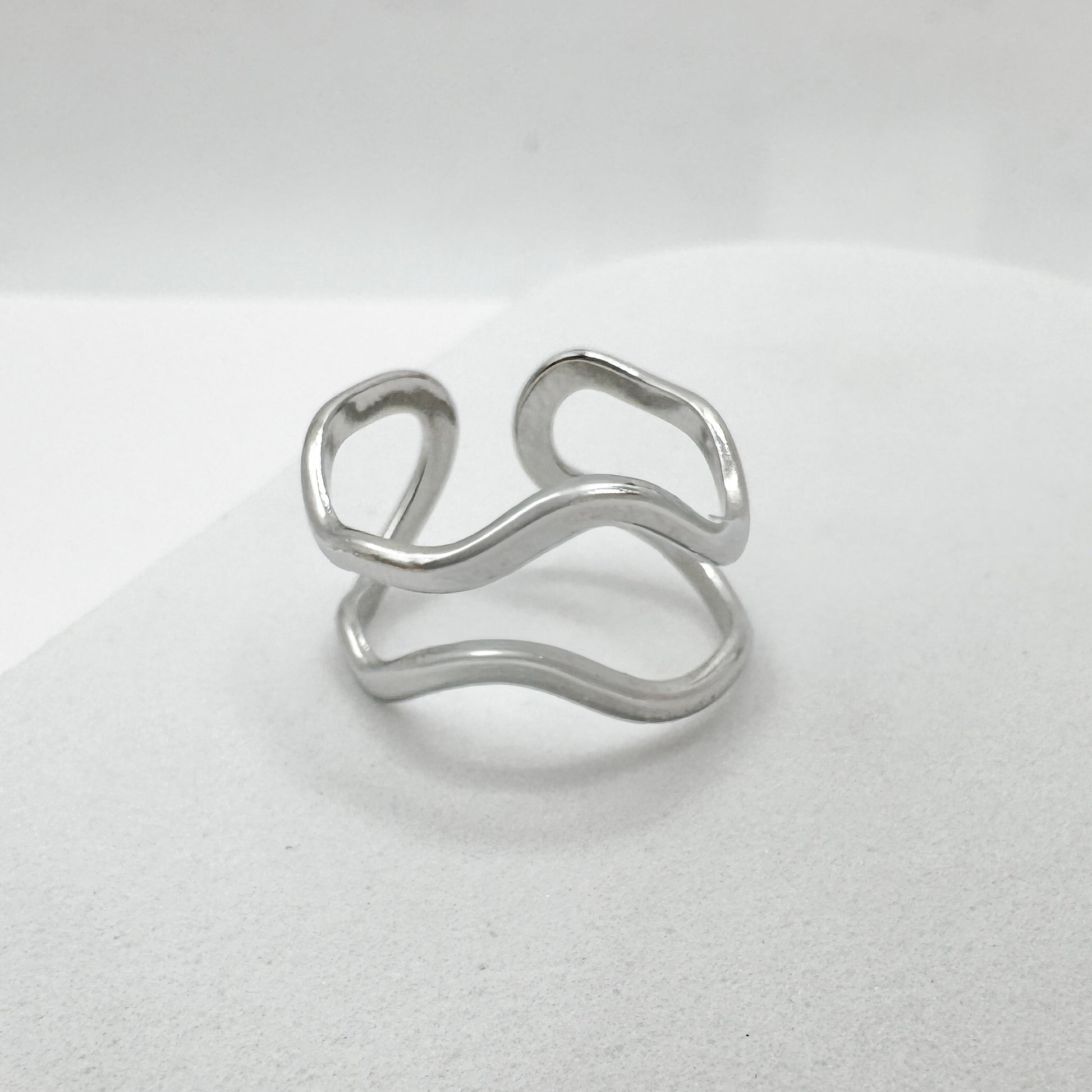 Kelsey Silver Wave Ring | Adjustable