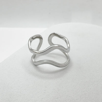 Kelsey Silver Wave Ring | Adjustable
