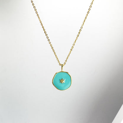 Freya Gold Reversible Pendant Necklace | Aqua - Razzle and Rose Jewellery