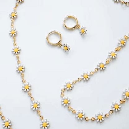 The Flora Gold Jewellery Bundle | Daisy Chain Necklace, Bracelet, Anklet + Earrings