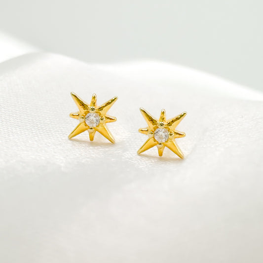 Oslo CZ Gemstone Gold Star Stud Earrings Default Title Stud Earrings Razzle and Rose