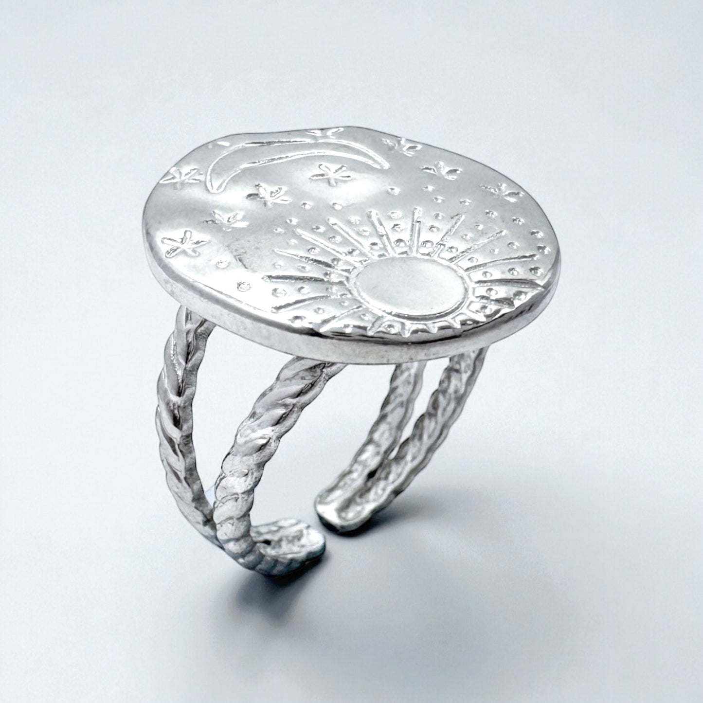 Luna Silver Sun, Moon and Stars Ring | Adjustable
