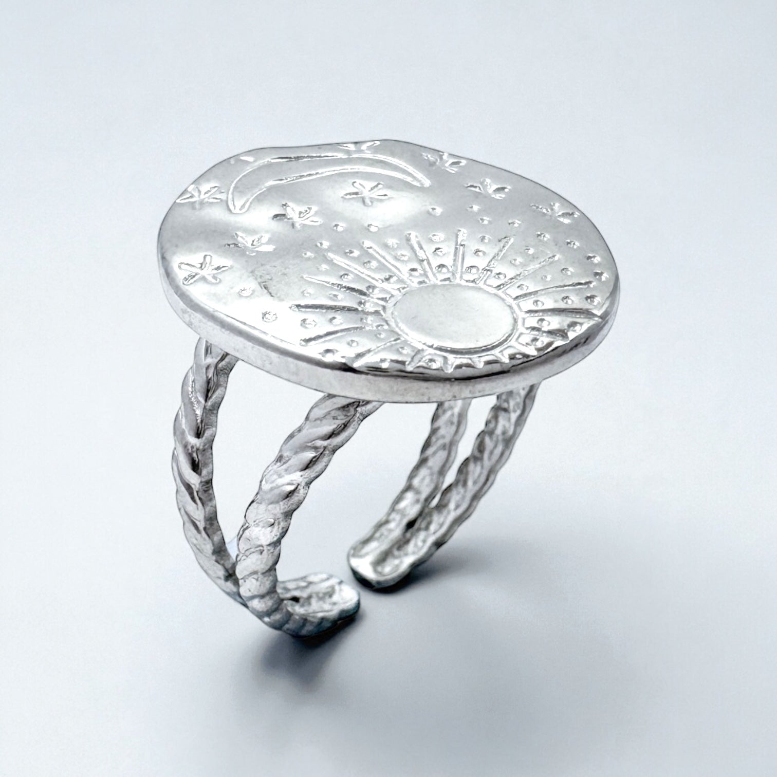 Luna Silver Sun, Moon and Stars Ring | Adjustable