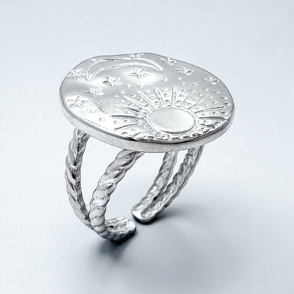 Luna Silver Sun, Moon and Stars Ring | Adjustable