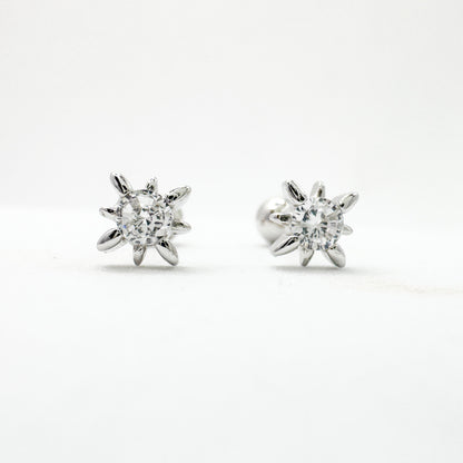Selene CZ Gemstone Silver Starburst Stud Earrings