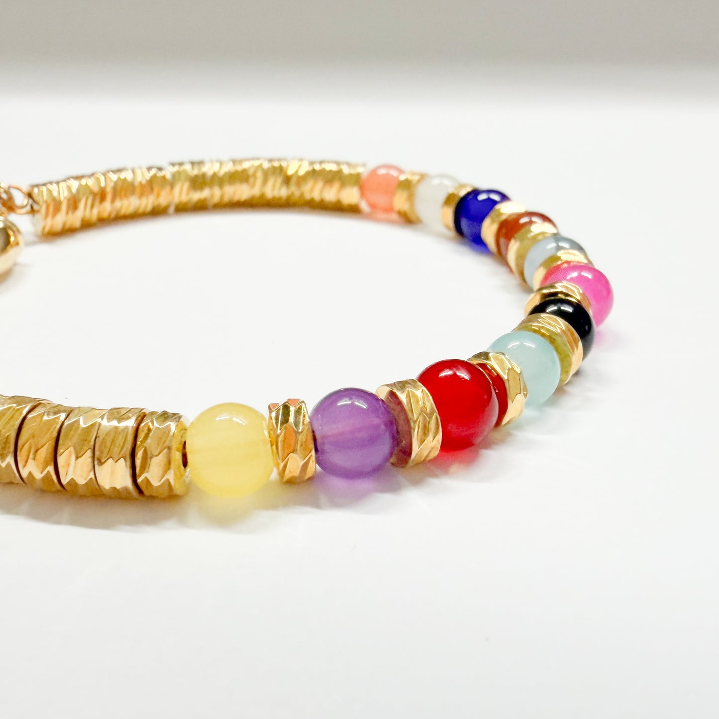 Gold Rainbow Bead Bracelet