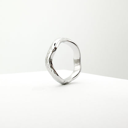 Inez White Gold Wave Textured Ring - Razzle and Rose Jewellery
