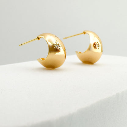 Aurora Gold Gemstone Chunky Small Hoop Earrings - Razzle and Rose Jewellery