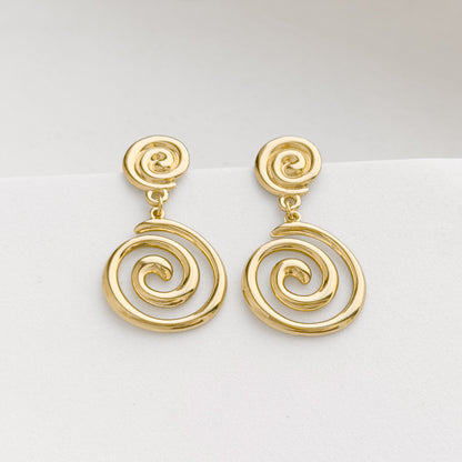 Rhodes Gold Spiral Earrings
