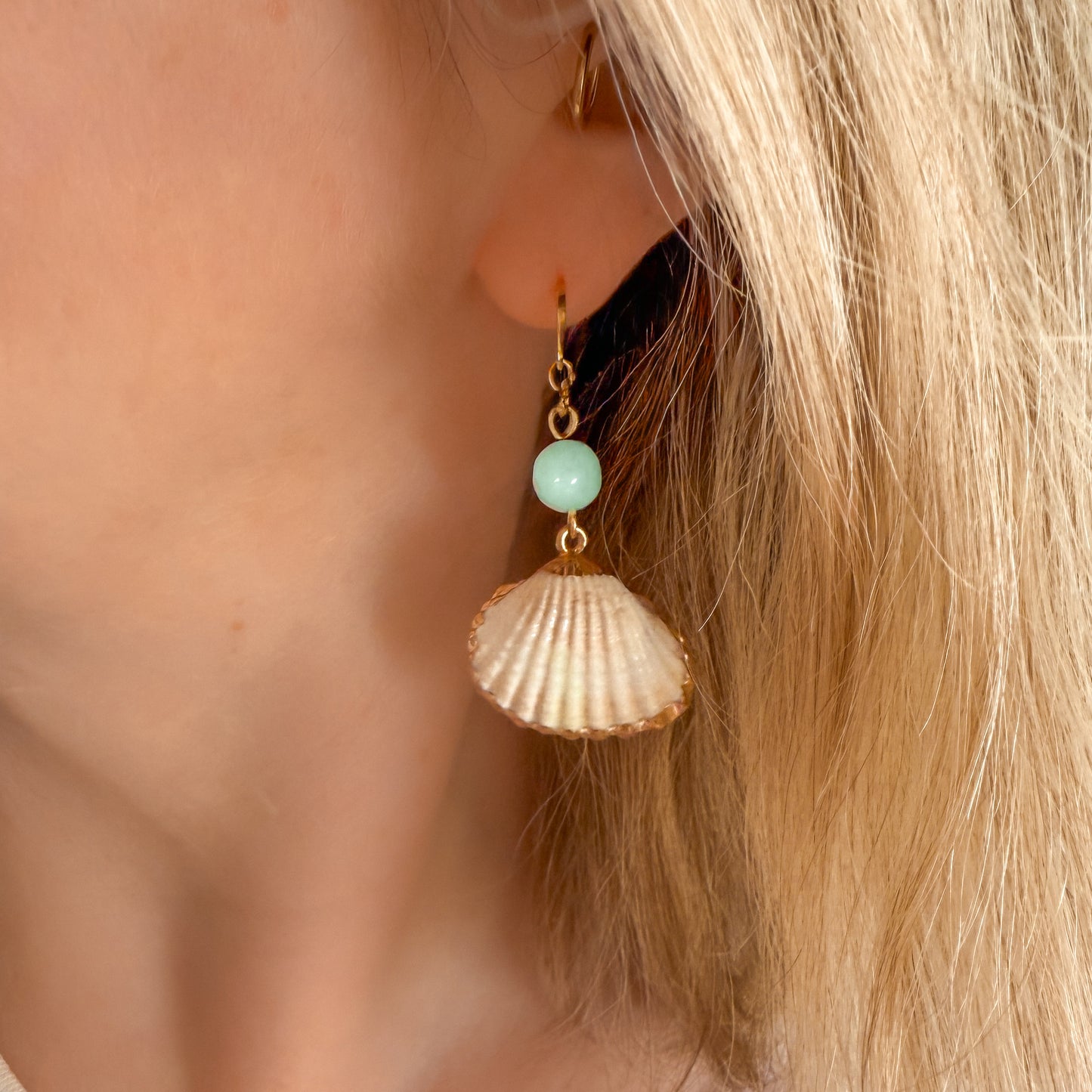 Bahamas Shell Gemstone Hoop Earrings