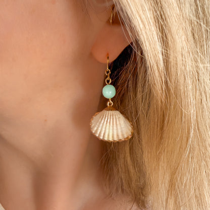 Bahamas Shell Gemstone Hoop Earrings