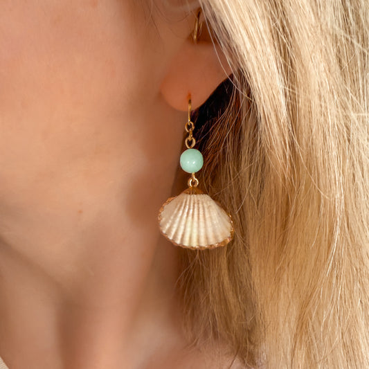 Bahamas Shell Gemstone Hoop Earrings