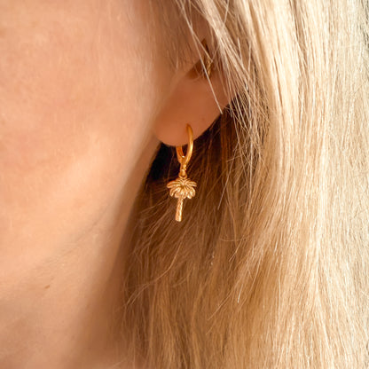 Venice Beach Palm Tree Charm Gold Hoop Earrings