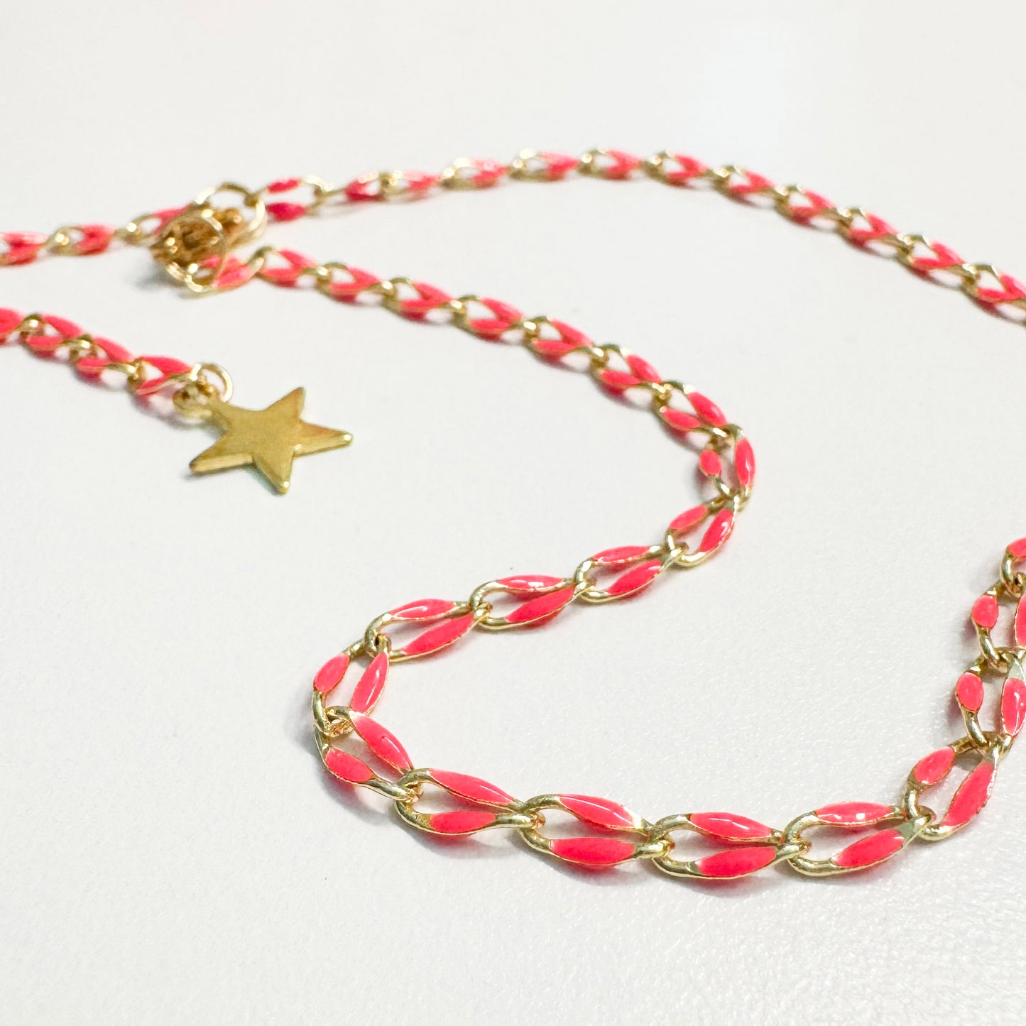Sansa Hot Pink Enamel Gold Chain Anklet