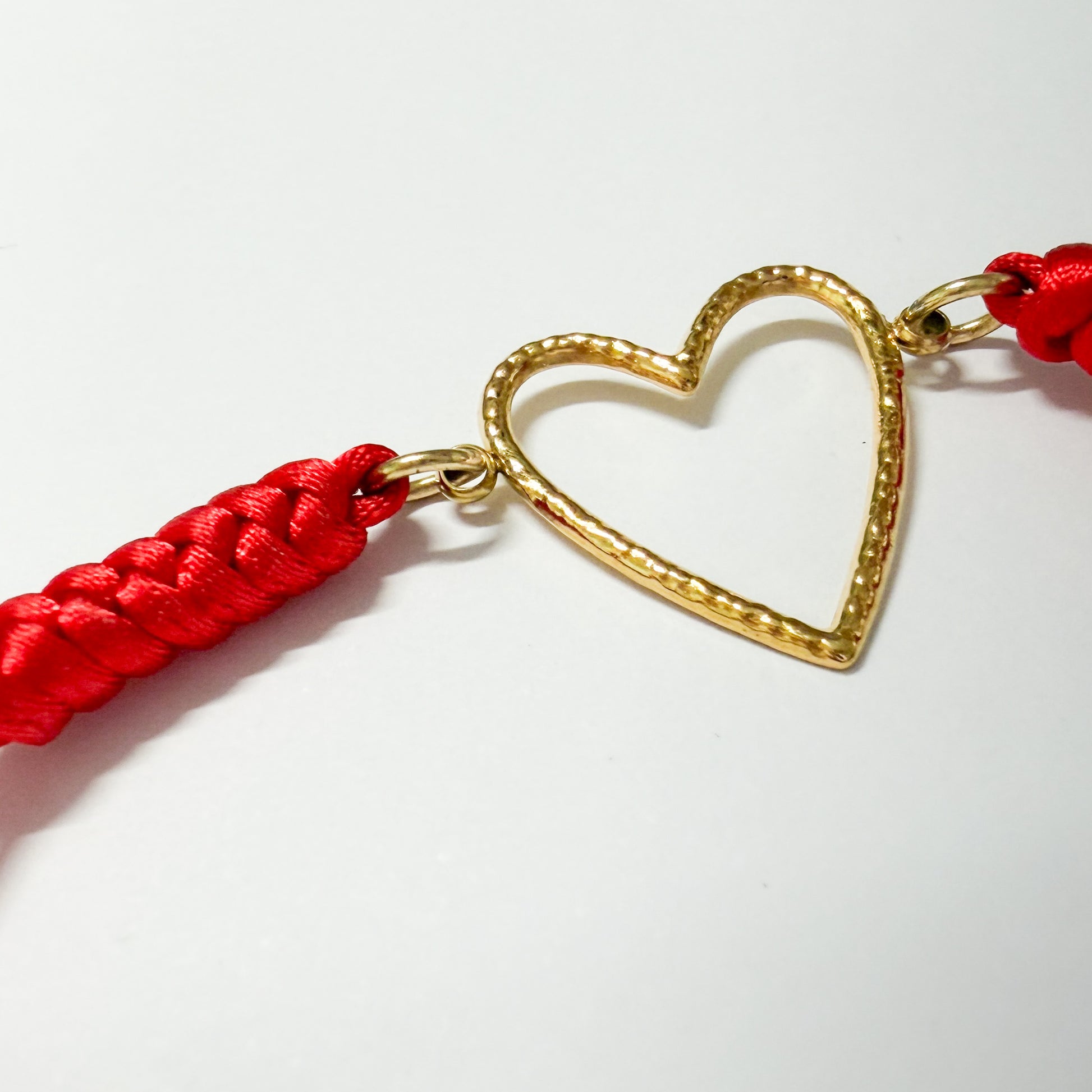 Palma Red Cord Slider Bracelet with Gold Heart