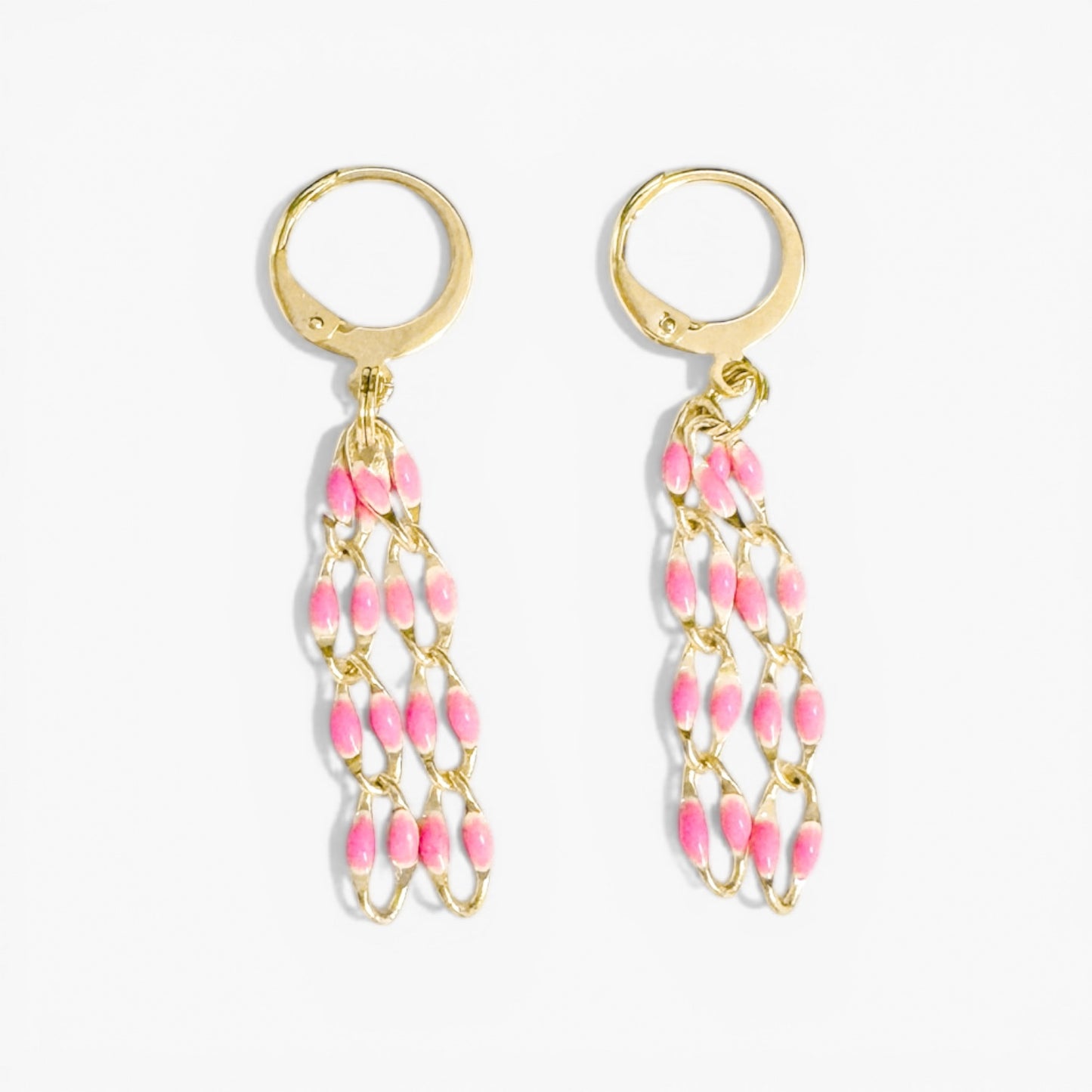 Pink Chain Hoop Earrings