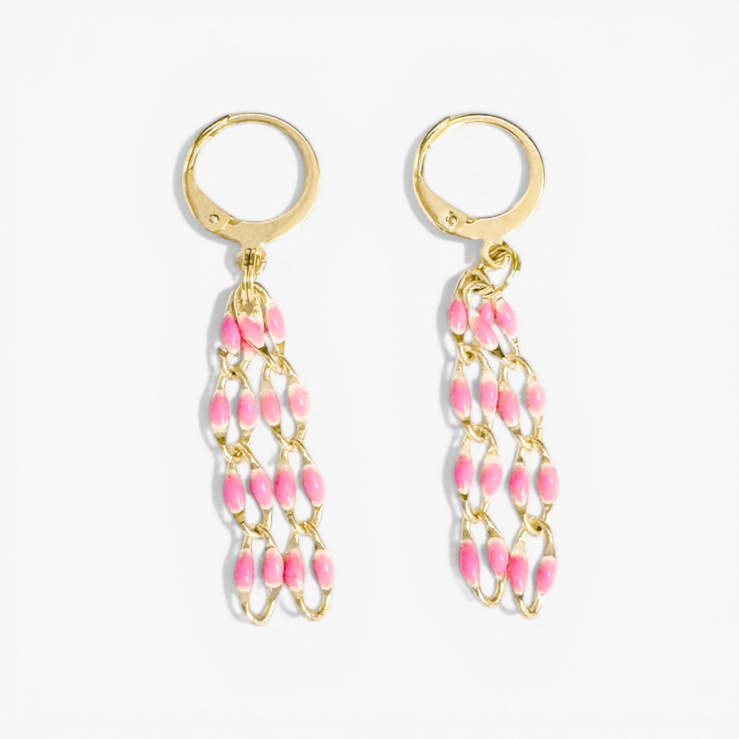 Pink Chain Hoop Earrings