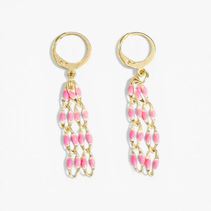 Pink Chain Hoop Earrings