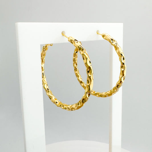 Charlie Textured Large Gold Hoop Earrings Default Title Hoop Earrings Razzle and Rose