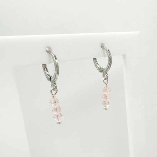 Emilia Silver Crystal Bead Small Hoop Earrings | Cornflower | Hot Pink | Rose | Aqua | White