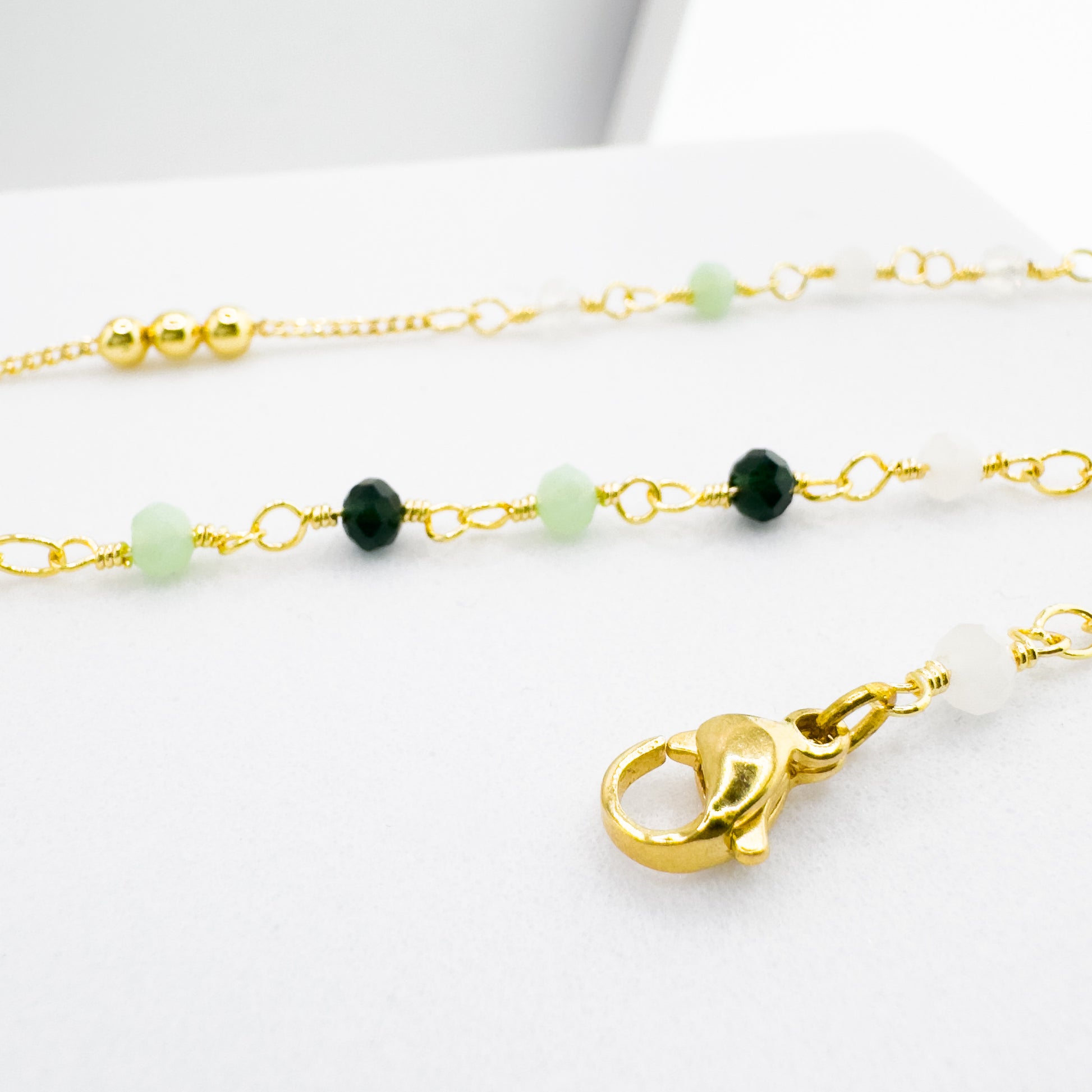 Yasmin Gold and Green Bead Chain Necklace Default Title Chain Necklaces Razzle and Rose