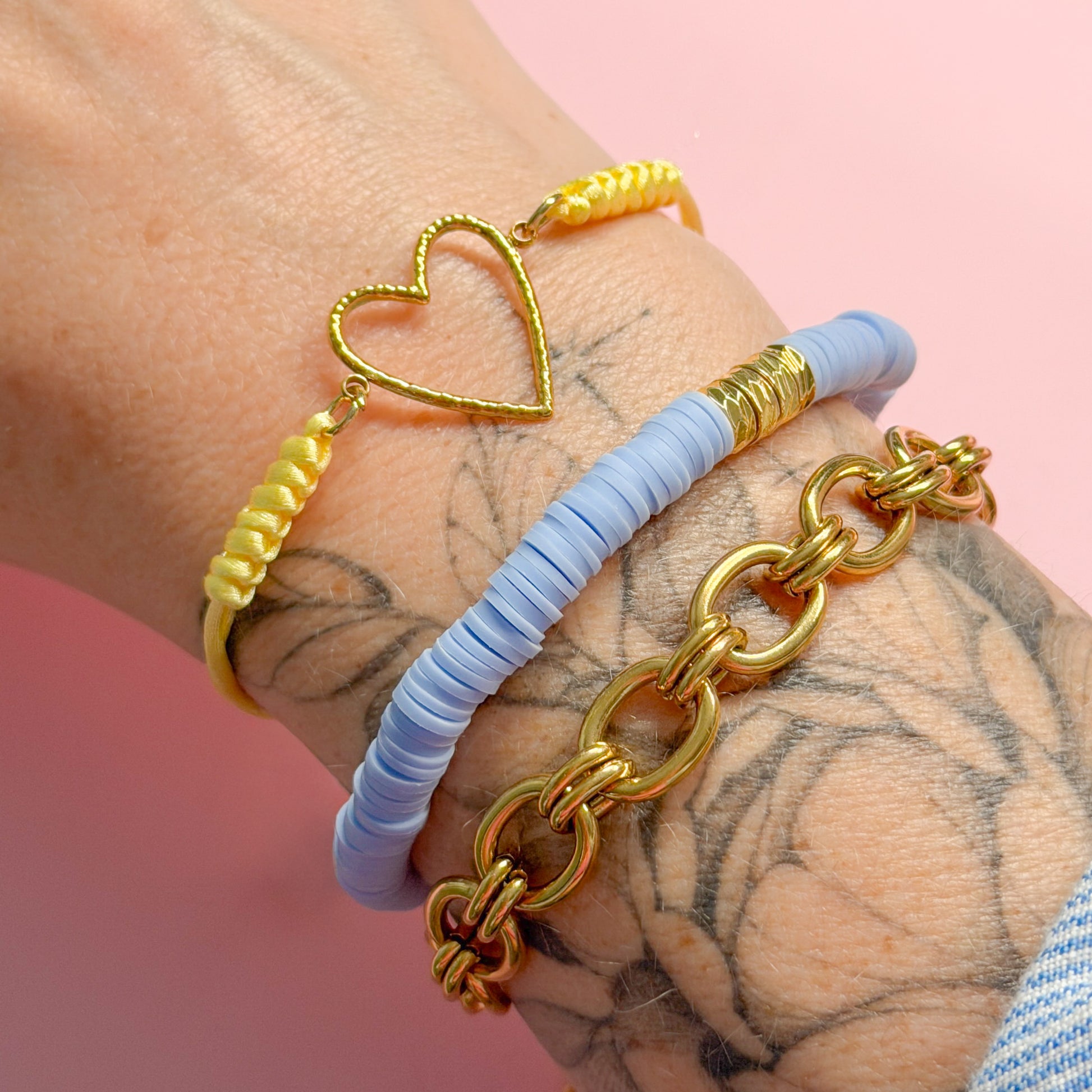 Palma Gold Heart Colourful Cord Bracelet | Adjustable Fit