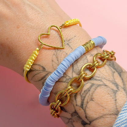 Palma Gold Heart Colourful Cord Bracelet | Adjustable Fit