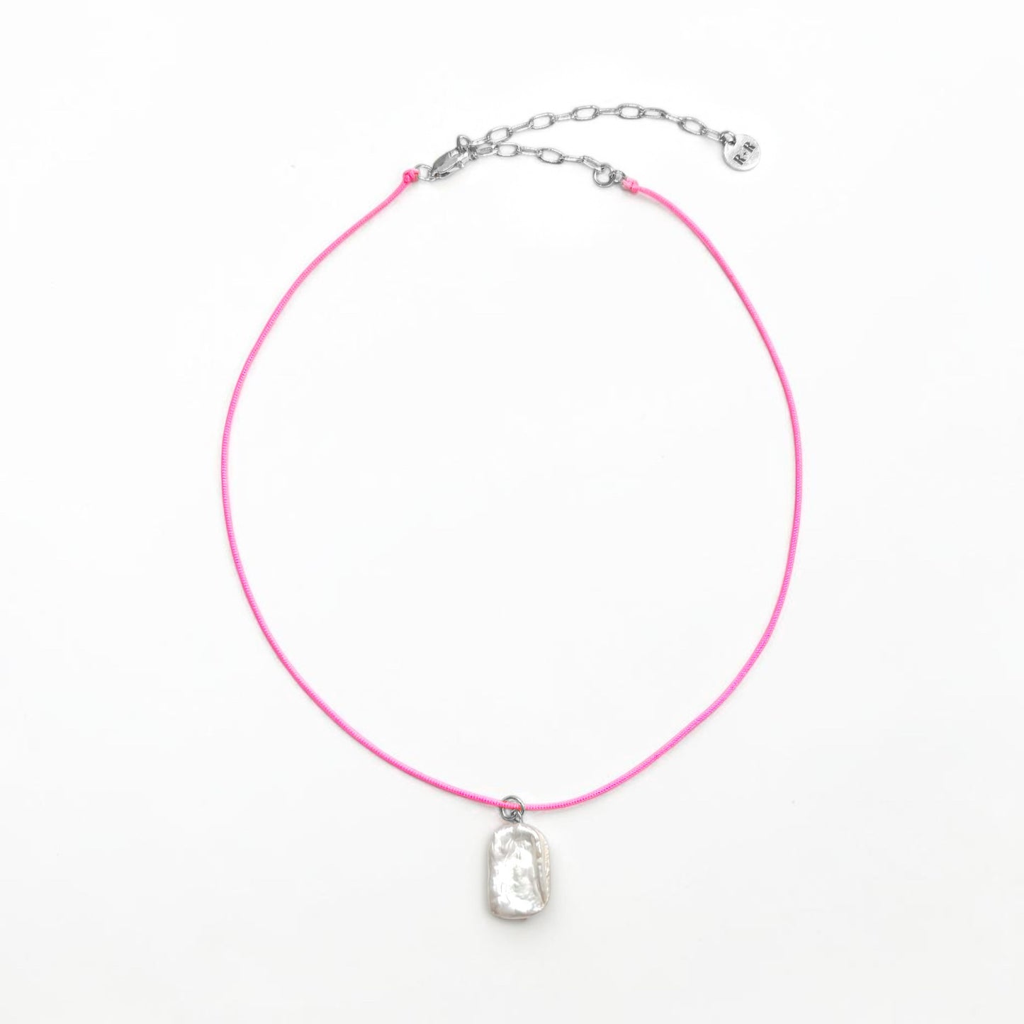 Cabo Neon Pink Cord Necklace with Pearl