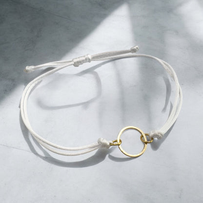 Una Gold White Satin Cord Bracelet | Adjustable - Razzle and Rose Jewellery