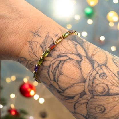 Linzi Gold Gemstone Tennis Bracelet | Clear - Razzle and Rose Jewellery