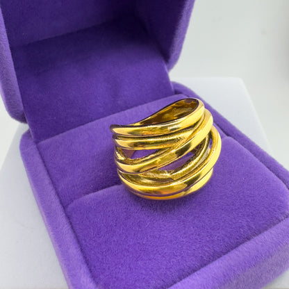 Ivy Gold Chunky Multi Band Ring - Razzle and Rose Jewellery