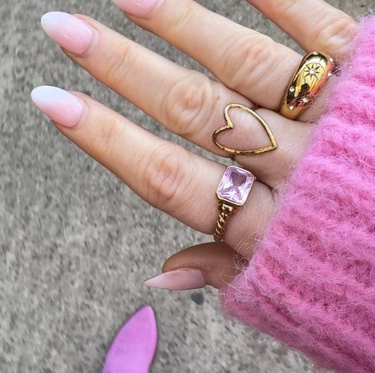 Ava Gold Heart Ring | Adjustable