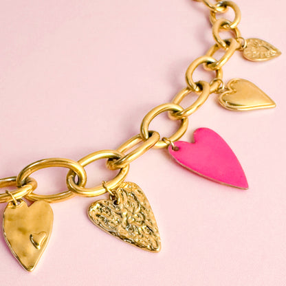 Marnie Heart Chunky Charm Necklace
