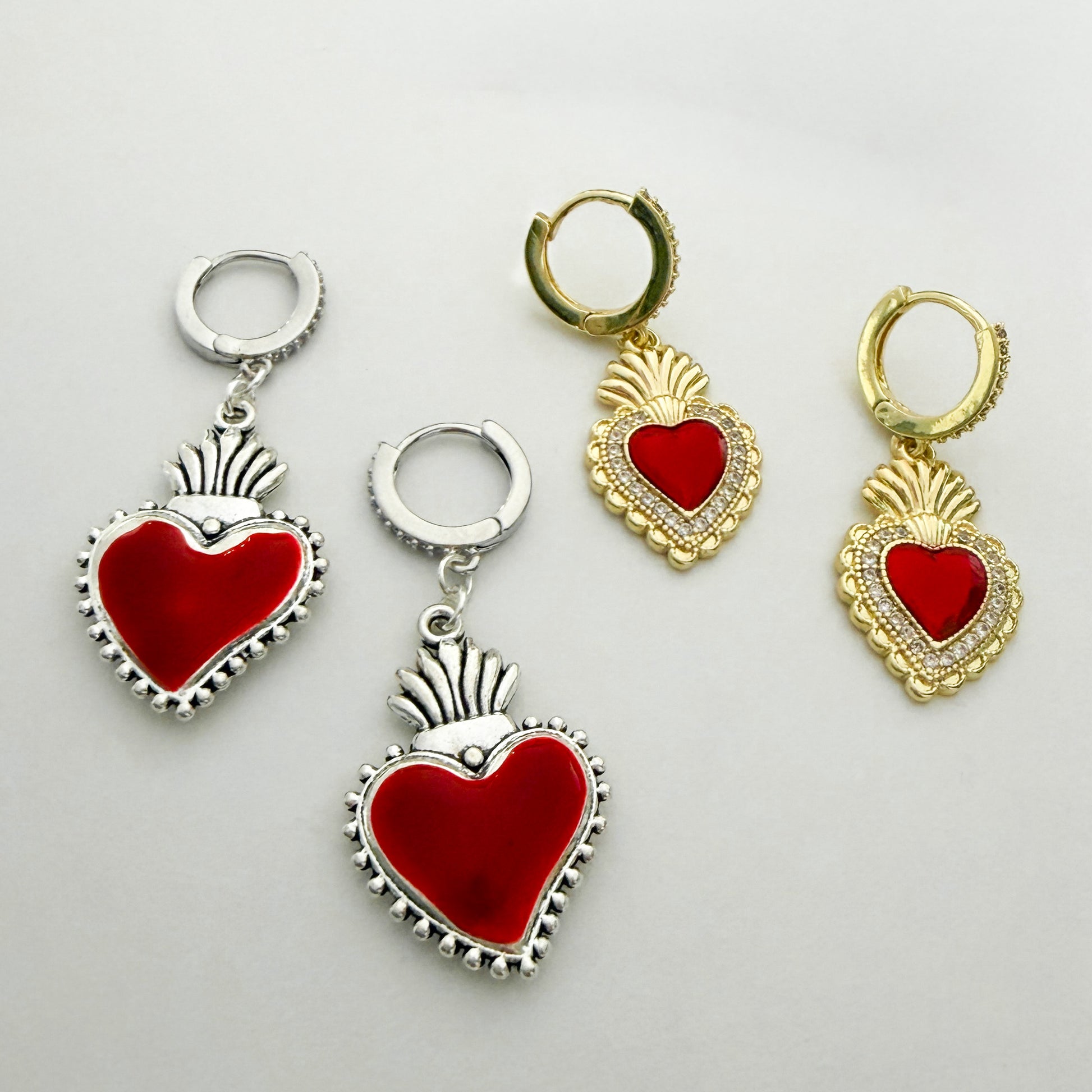 Clarissa Red Heart Hoop Earrings