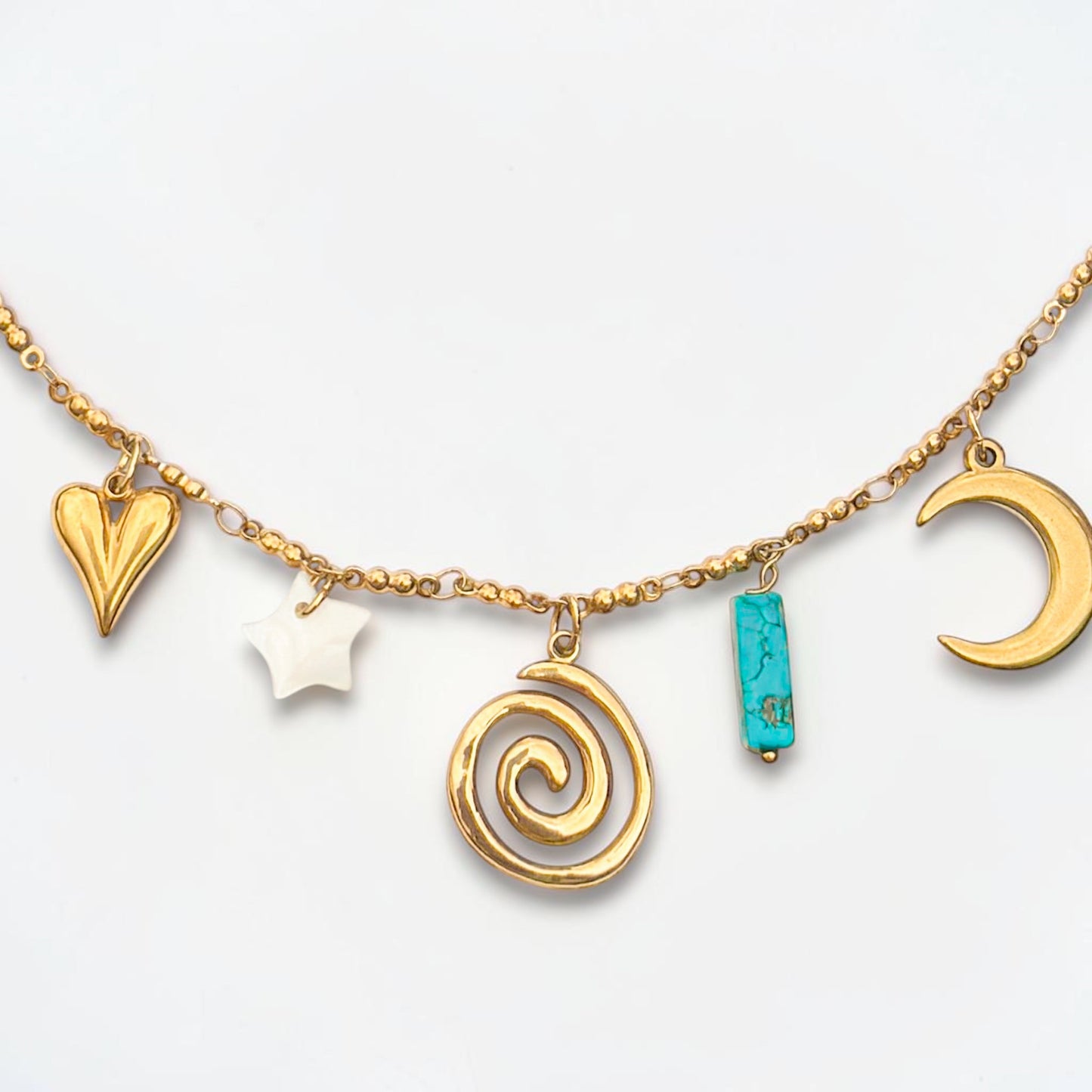 Ibiza Gold Gemstone Charm Necklace