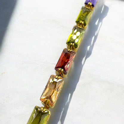 Linzi Gold Gemstone Tennis Bracelet | Multicolour - Razzle and Rose Jewellery