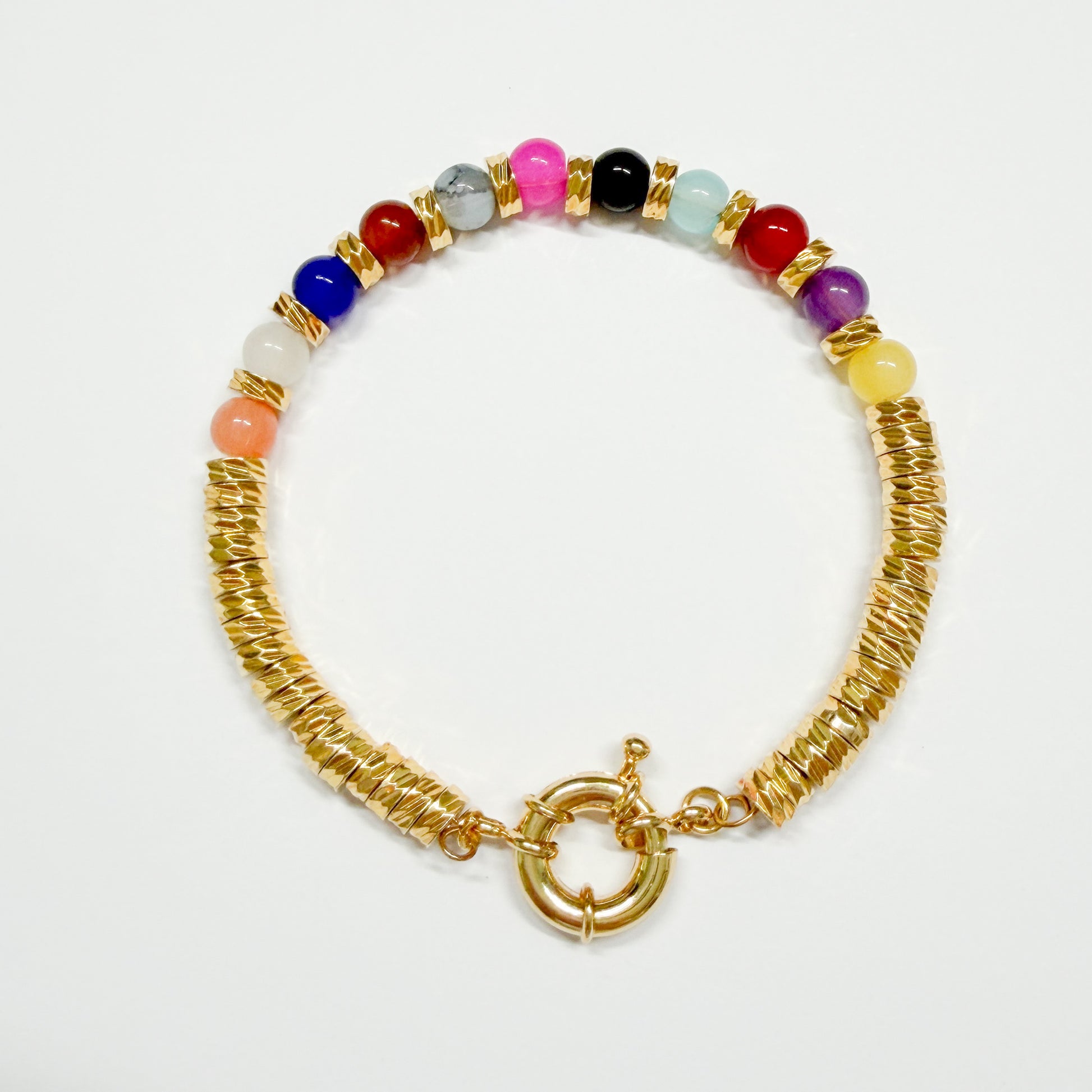 Gold Rainbow Bead Bracelet