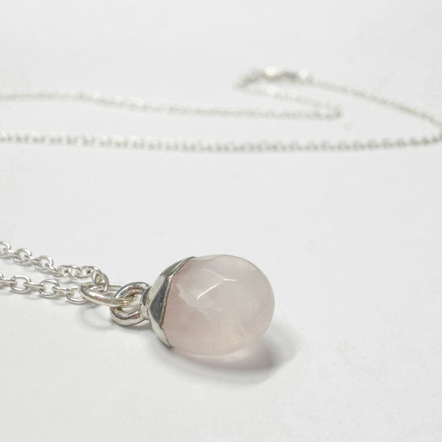 Sterling Silver Rose Quartz Pendant Necklace