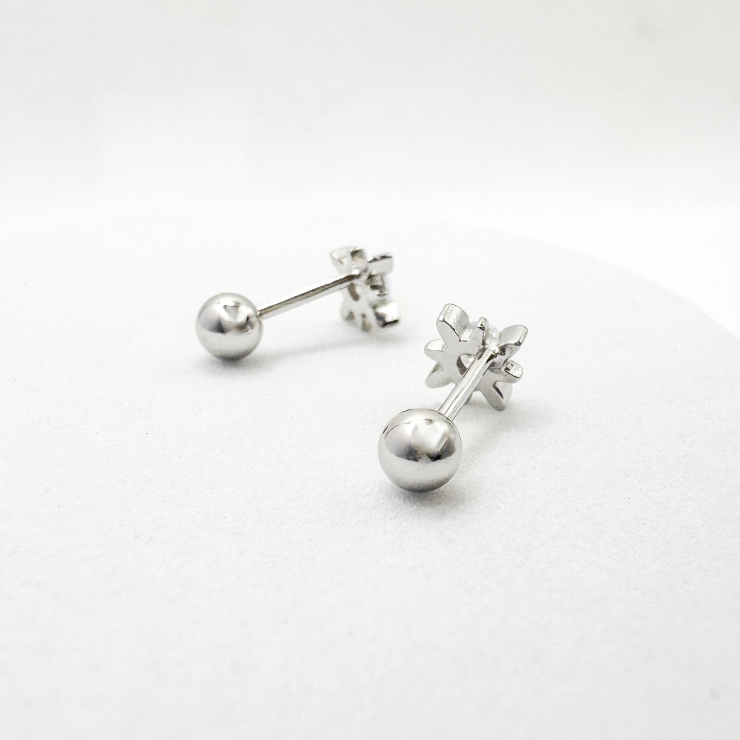 Selene CZ Gemstone Silver Starburst Stud Earrings