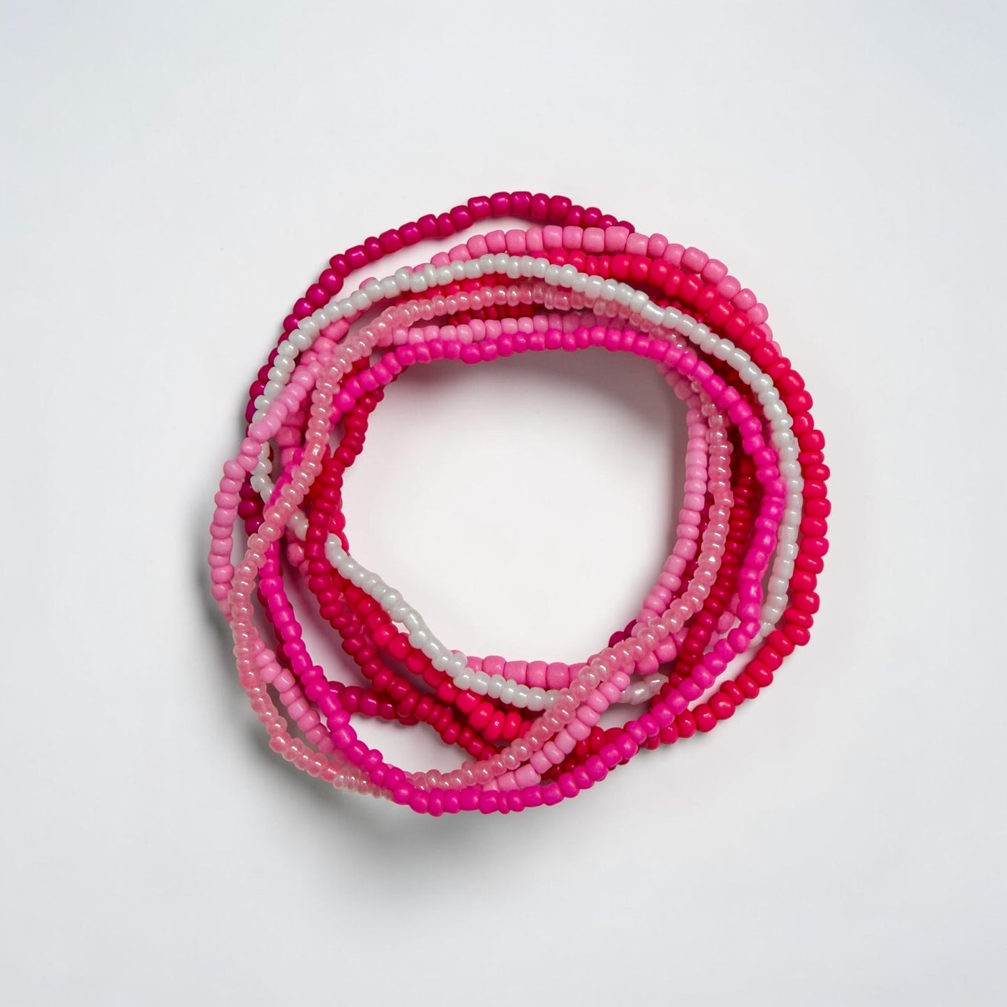Pink Stretchy Beaded Bracelet Stack | Set of 6