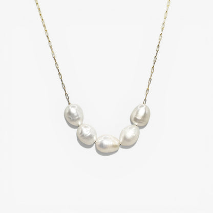 Dainty Pearl Gold Chain Necklace