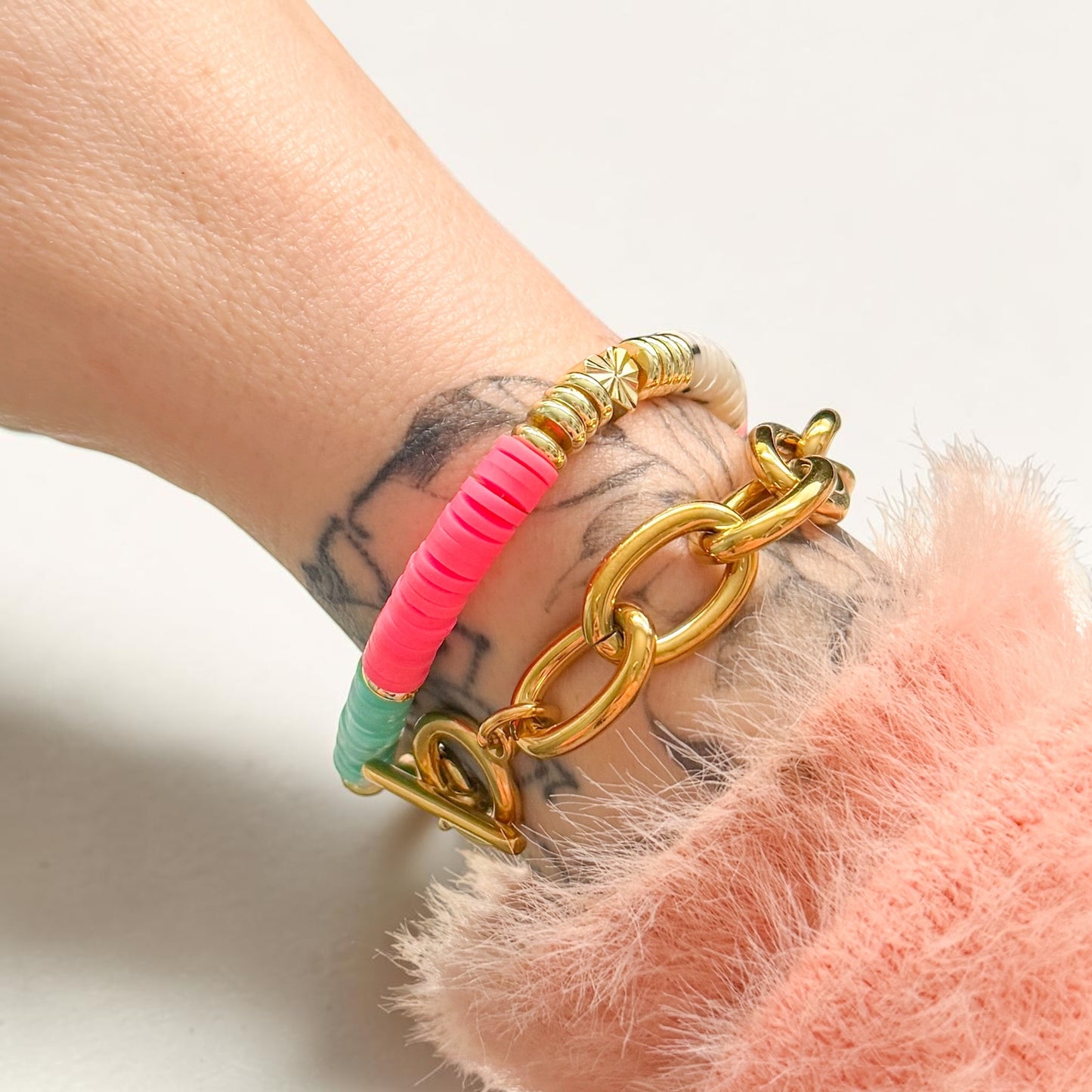 Neon Stretch Heishi Bracelet | Adjustable Fit