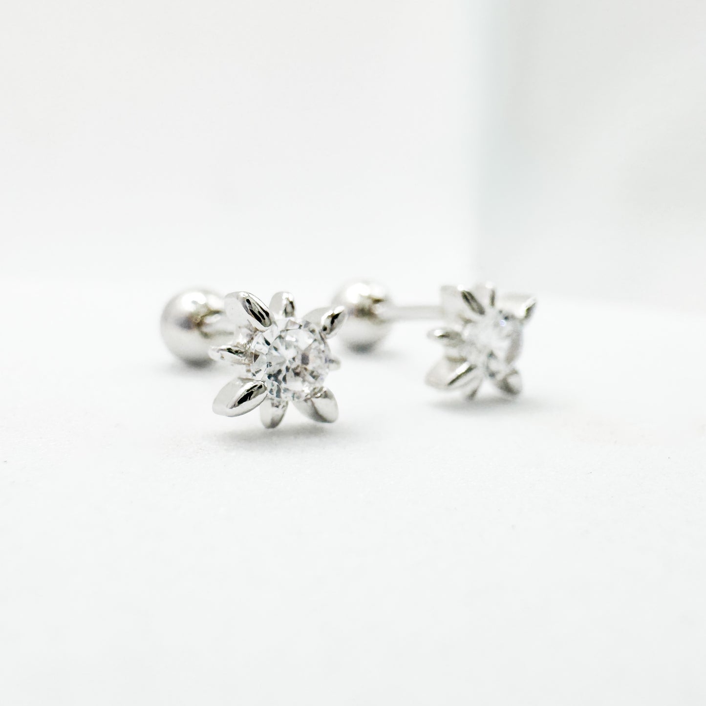 Selene CZ Gemstone Silver Starburst Stud Earrings