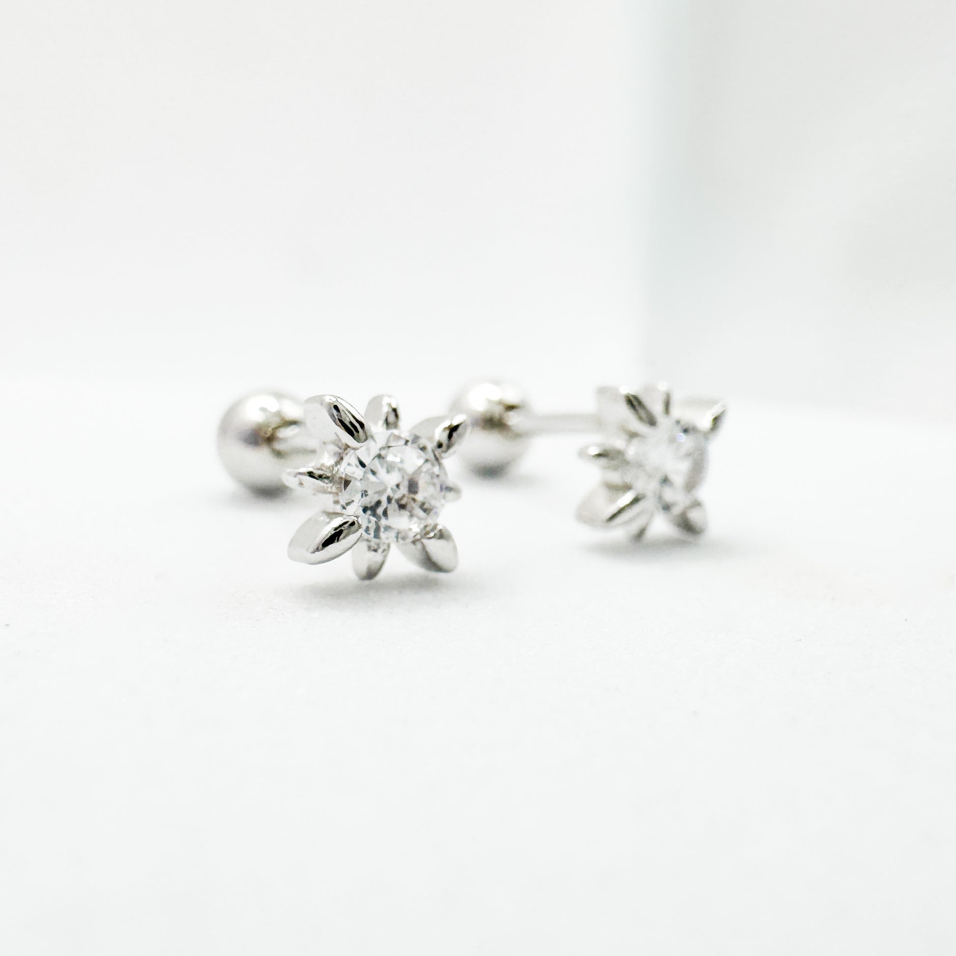 Selene CZ Gemstone Silver Starburst Stud Earrings